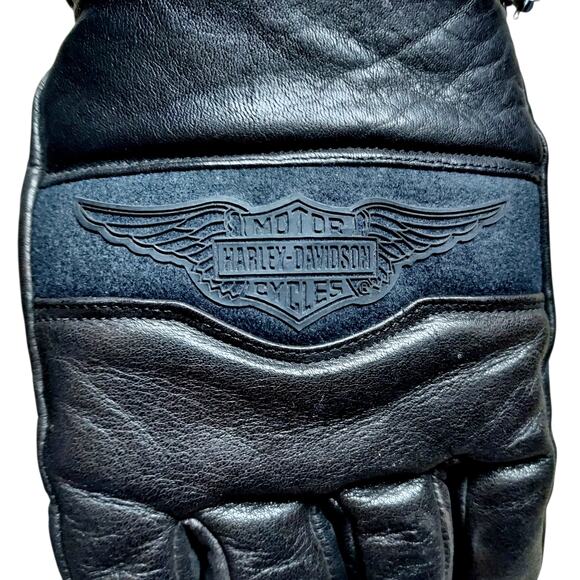 Harley Davidson Black Leather Thermal Motorcycle Gloves Thinsulate Men's Sz SM - Picture 3 of 6
